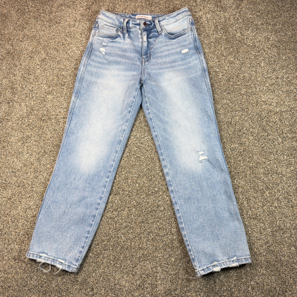 Flying Monkey Womens Light Wash Distressed Straight Leg Jeans F6039 Size 27